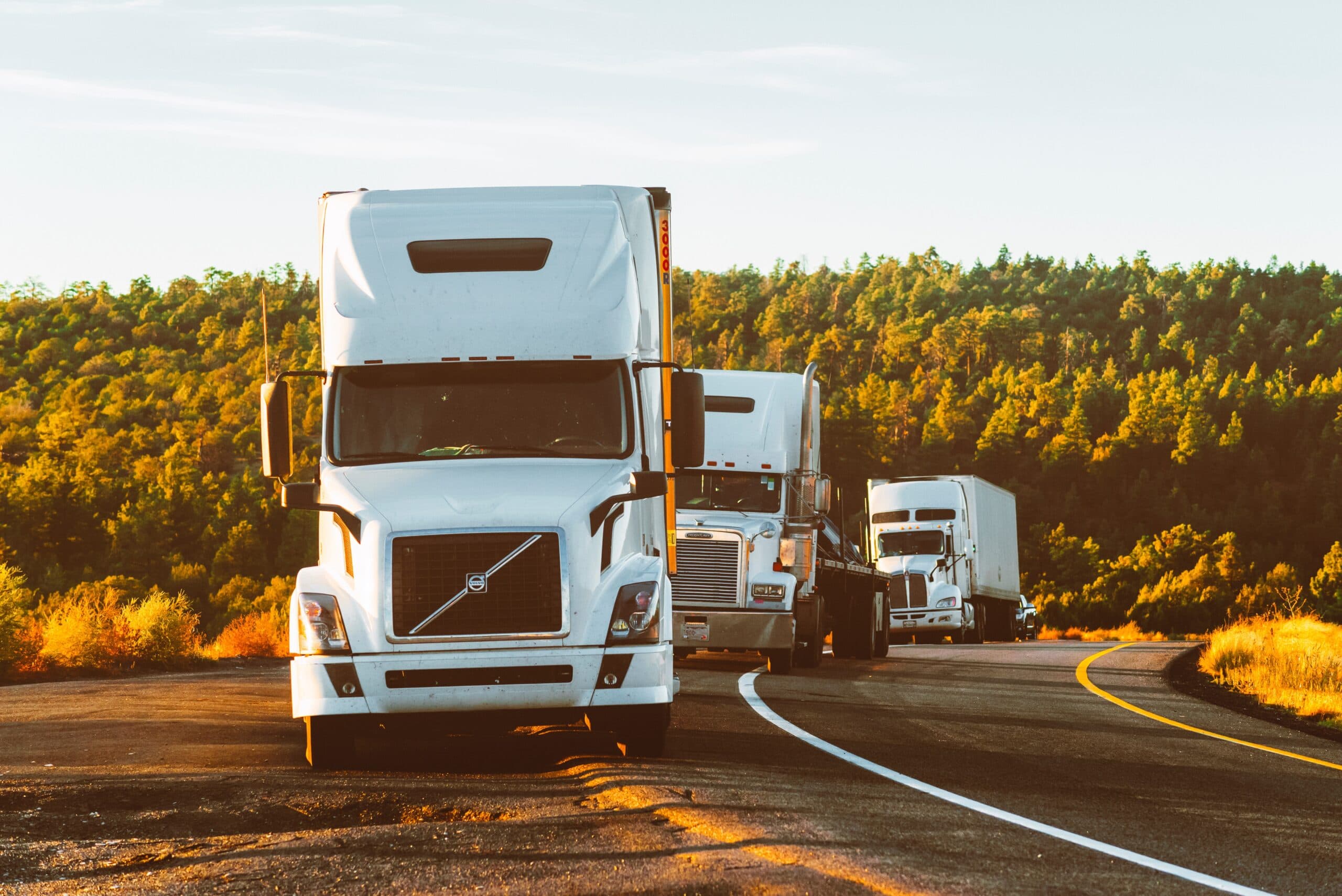 Trucks in a line front shot